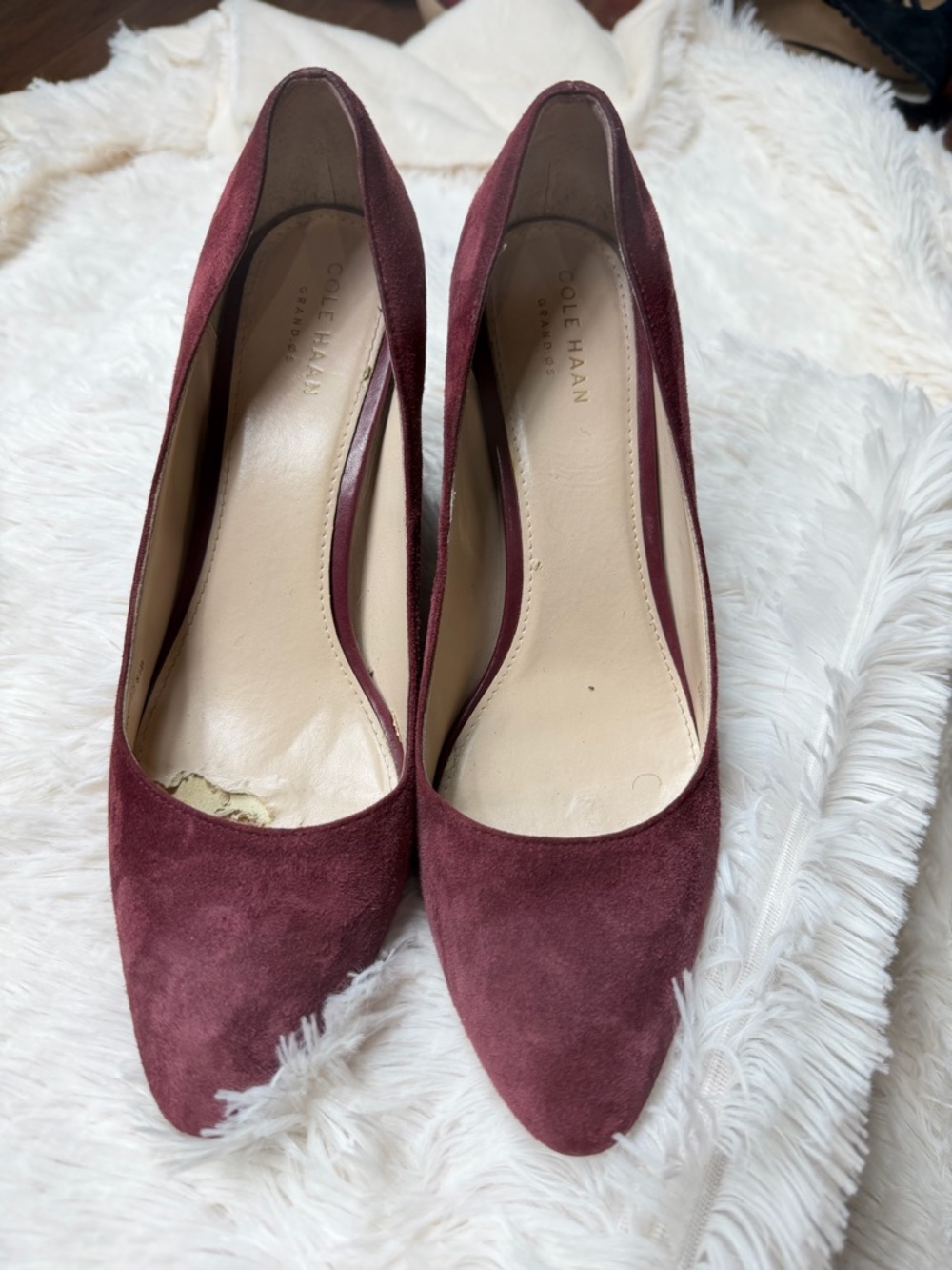Cole Haan Burgundy Suede Pointed-Toe Heels